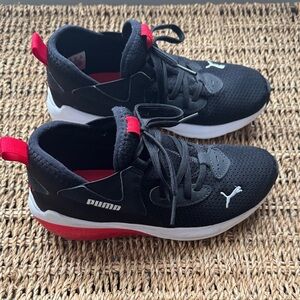 Kids Puma Black and Red Athletic Shoes